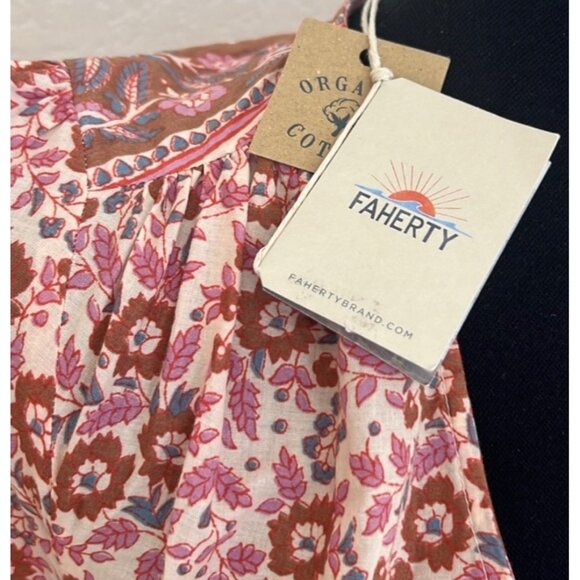 Faherty Orinda Earth Block Floral Maxi Dress A-line Silhouette Size XS New - Picture 13 of 16